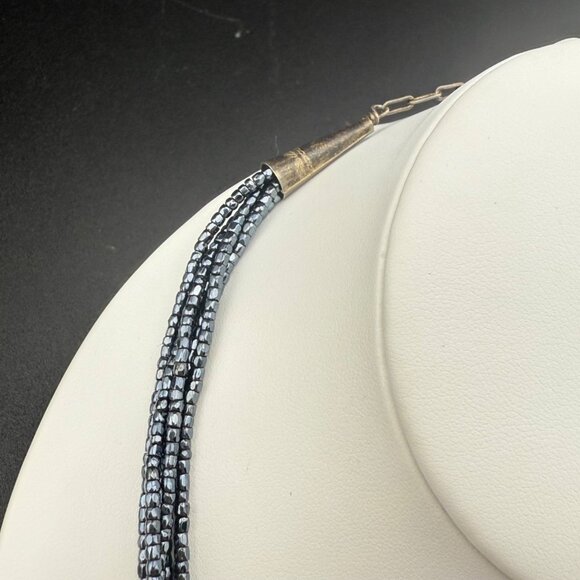 Vintage Multi-Strand Glass Bead Necklace With Sterling Silver Native American Co - Picture 9 of 9